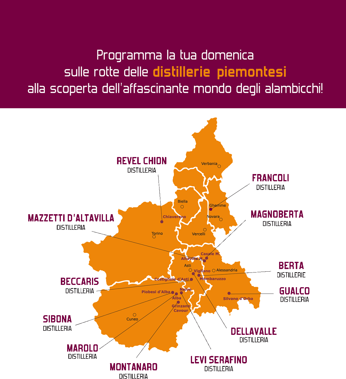 La mappa delle Distillerie.